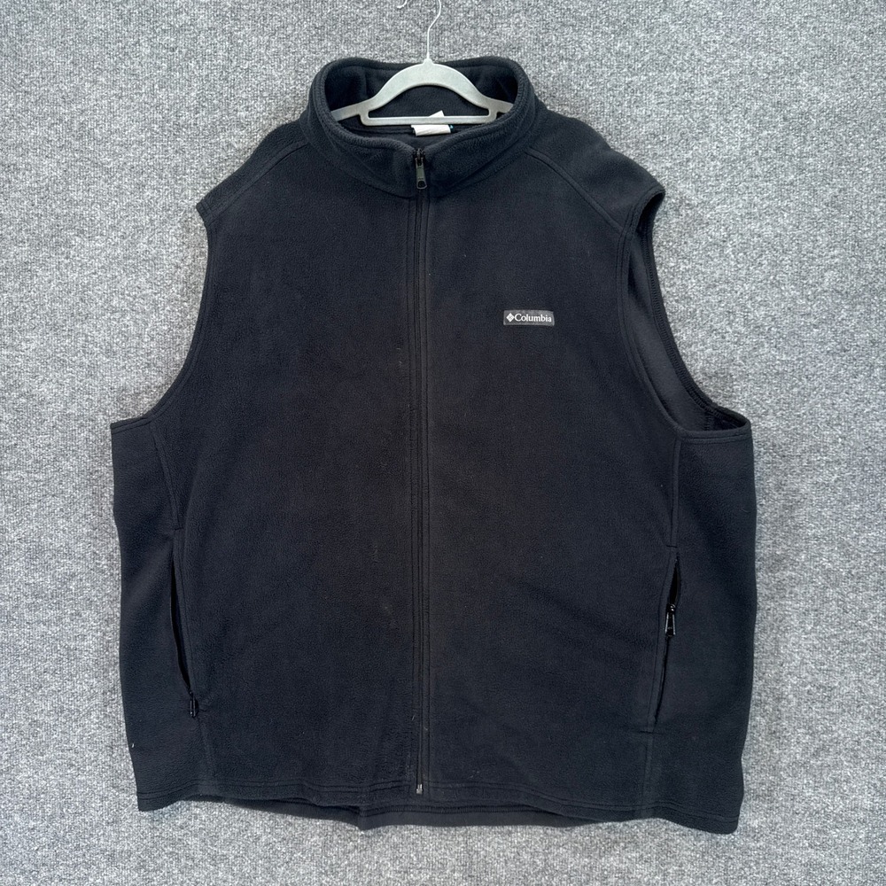 Columbia Fleece Vest Mens 4XT Black Full Zip Soft Outdoor Layering Warm Pocket